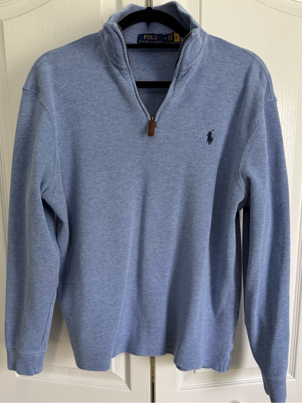 Ralph Lauren Men’s Light Blue Half-Zip Mock Neck Sweater